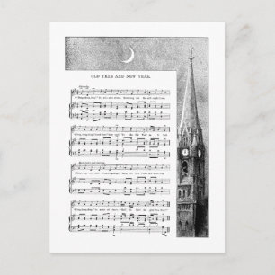 Steeple och Måne under det nya året Sång Helg Vykort