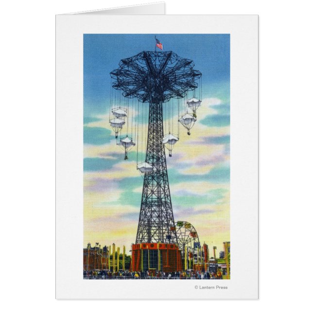 Steeplechase Park Fallskärm Jump Daytime Scene Hälsningskort (Framsidan)