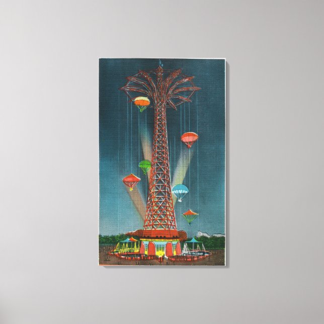 Steeplechase Park Fallskärm Jump View på natten Canvastryck (Framsida)