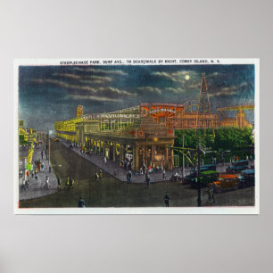 Steeplechase Park Surfa Ave Broadway på Poster