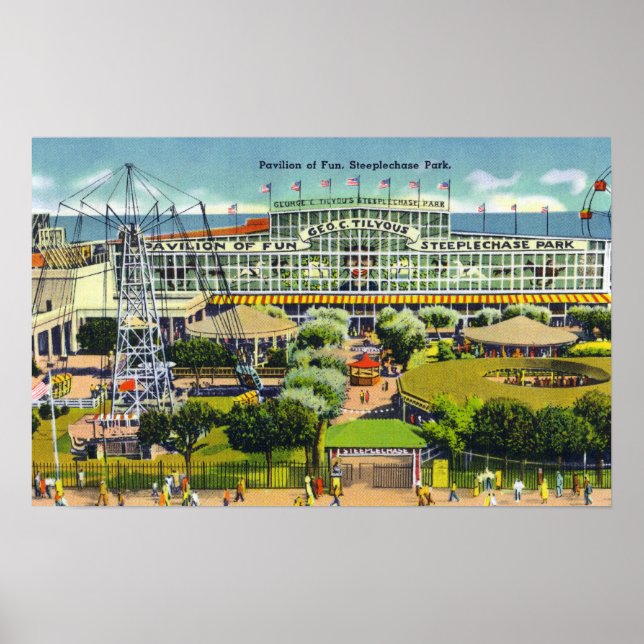 Steeplechase Park View of Pavilion of Roligt Poster (Framsidan)