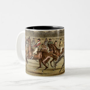 Steeplechasehästkapplöpningkonst 1886 Två-Tonad mugg