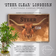 'Steer Clear' Longhorn Sträckt Canvastryck