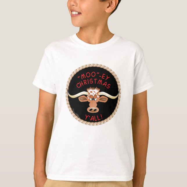 STEER ÖNSKAR DIG EN "MOO"~EY CHRISTMAS Y'ALL! T SHIRT (Framsida)