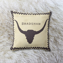 Steer Skull Industrial Brown Faux Leather Kudde