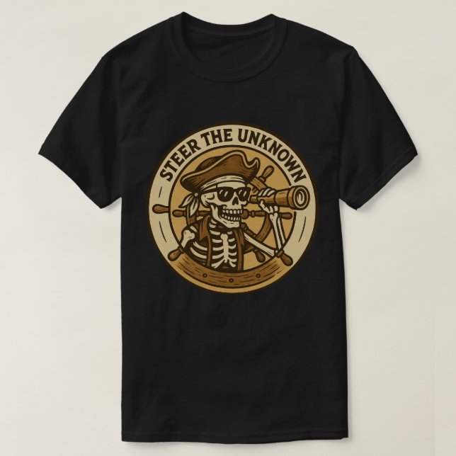Steer The Unknown Pirate Skeleton T Shirt (Design framsida)