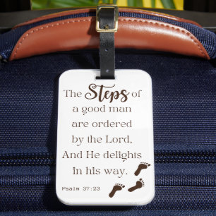 Steg av en Bra man - Psalm 37:23 Bible Verse Bagagebricka