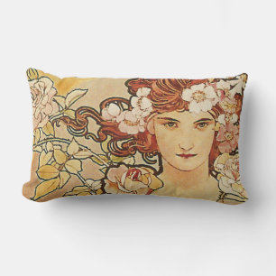 Steg blommaart nouveau Alphonse Mucha Lumbarkudde