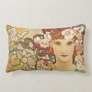Steg blommaart nouveau Alphonse Mucha Lumbarkudde