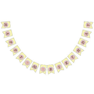 Steg blommar/rosor & gult/30års födelsedag vimplar