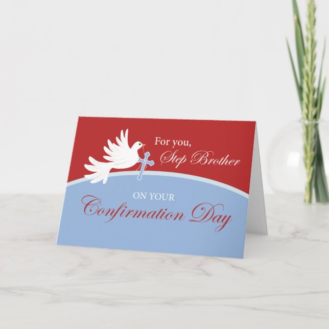 Steg Brother Confirmation Dove på Red and Blue Kort (Framsida)