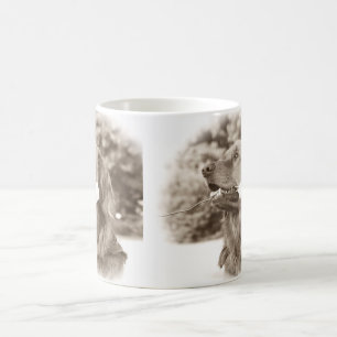 Steg den guld- retrieveren för Sepia med Kaffemugg