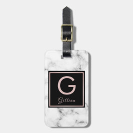 Steg det rosa guld- Monogrammed namn för marmor Bagagebricka