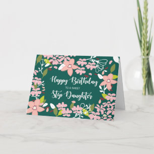 Steg Dotter Birthday Grönt Flowers Kort