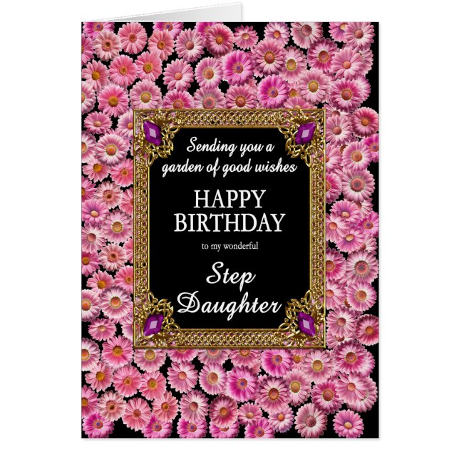 Steg Dotter Birthday Rosa Daisy Hälsningskort (Framsidan)