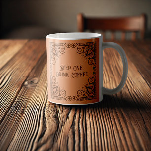 Steg ett Drink Coffee Lotus & Vines Decorative Kaffemugg