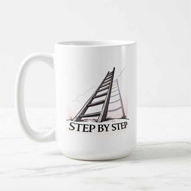 Steg för Steg – Minimal Motivationscitat  Kaffemugg (Vänster)
