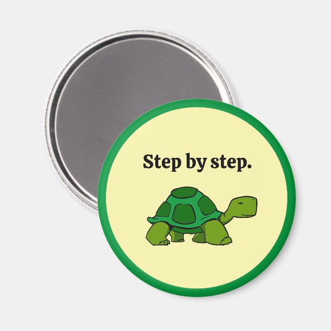 Steg för steg Turtle Tecknad, Beständig vinning Magnet (Front/Back)