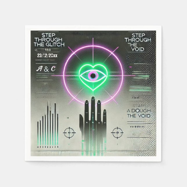 🖤 "Steg genom Glitch" Weirdcore Napkin 🖤 Pappersservett (Framsidan)