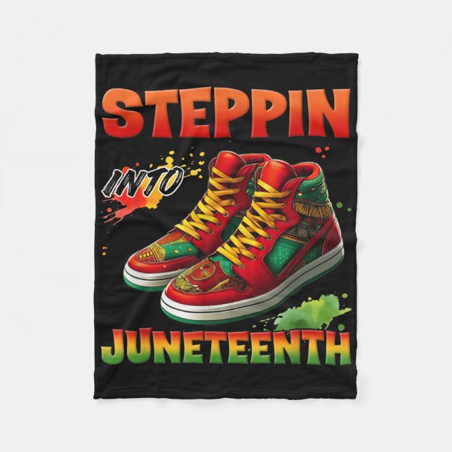 Steg in i Juneteenth Afro Afrikanska Sneakers Män  Fleecefilt (Framsidan)