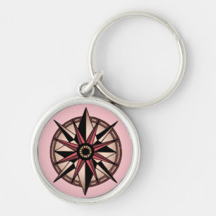 steg kompassstjärnan rund silverfärgad nyckelring