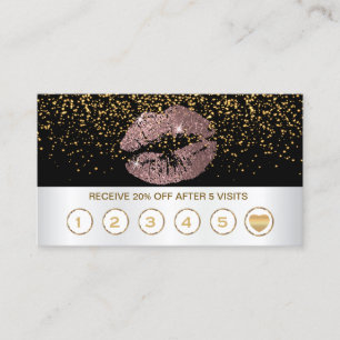 Steg kort för glitterläpparlojalitet på svart &