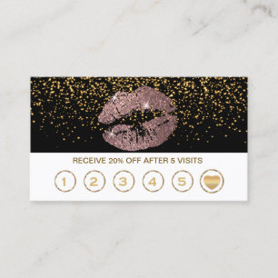 Steg kort för glitterläpparlojalitet på svart &