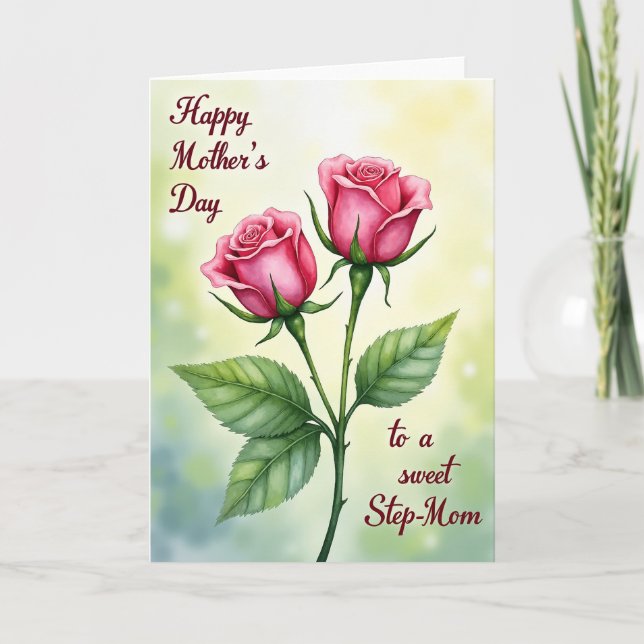 Steg Mamma Blommiga Hjärtan Kort (Framsida)