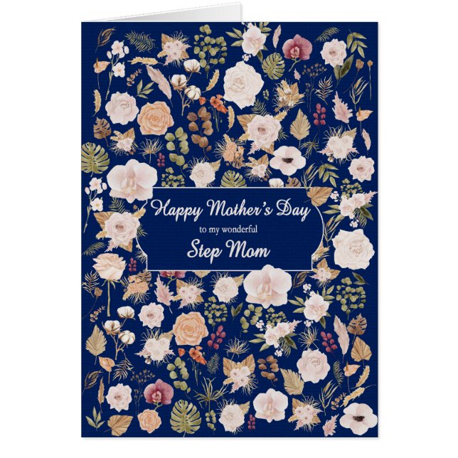Steg Mamma Mors dag-spridda blommor Hälsningskort (Framsidan)