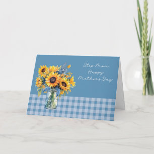 Steg Mamma Mors dag Sunblommor i Mason Burk Kort