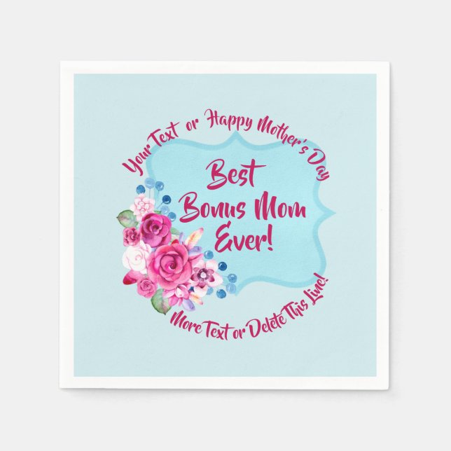 Steg Mors dag Bonus Mamma Ändra text liten Pappersservett (Framsidan)