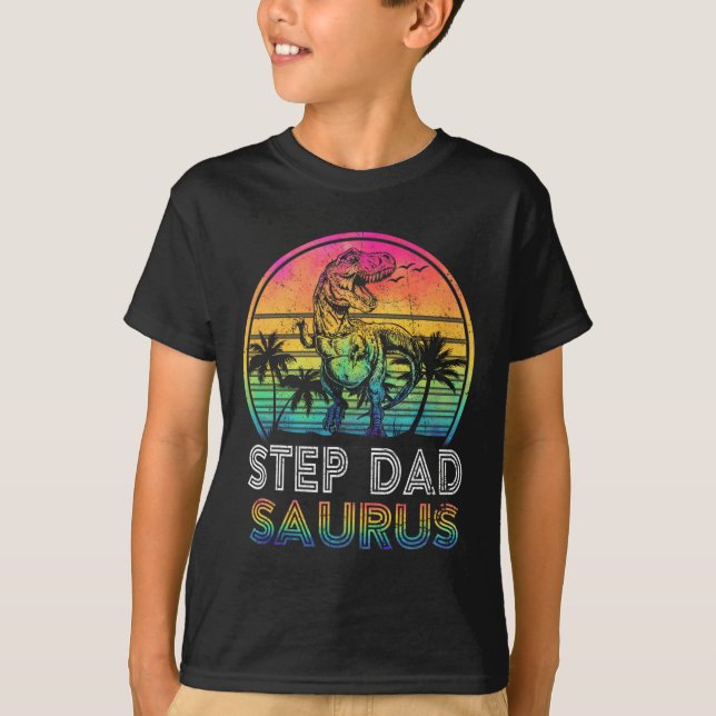 Steg Pappasaurus Dinosaur Steg Pappa Saurus Familj T Shirt (Framsida)