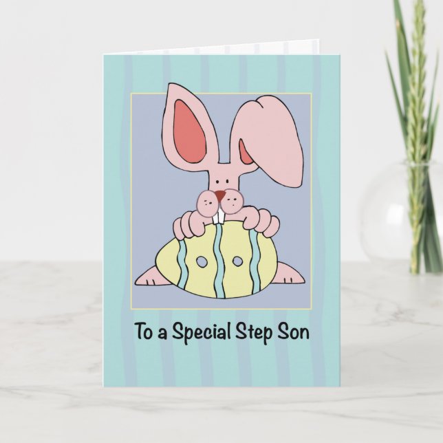Steg Son Påsk med Ear Resistible Bunny och Egg Kort (Framsida)