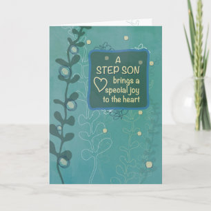 Steg Son Religiösa Birthday Grönt Hand plockade ut Kort