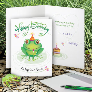Steg Syster Birthday Frog med Roligt Card Kort