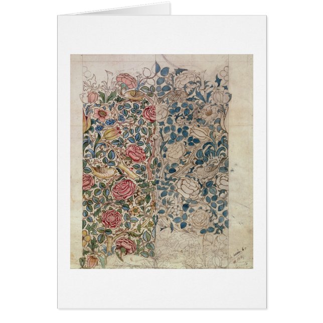 "Steg" tapetdesignen (rita och w/c på papper), Hälsningskort (Framsidan)