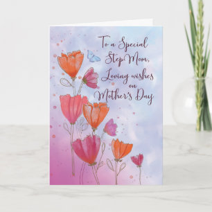 Stega Mamma Mors dag Kärlek med Orange och Rosa Kort