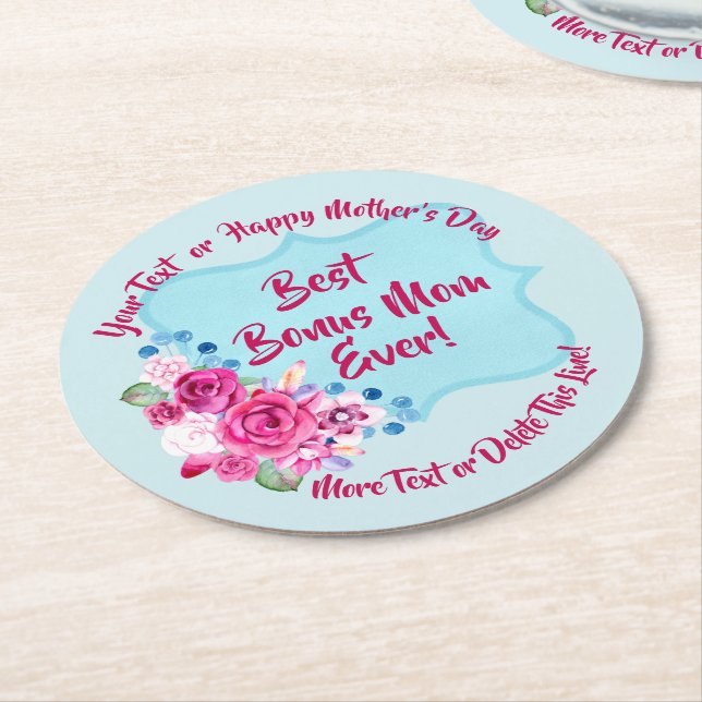 Stega Mors dag Bonus Mamma Ändra text Underlägg Papper Rund (Vinklad)