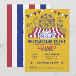 Stega upp Högerna! Guld Editable Circus Birthday Inbjudningar