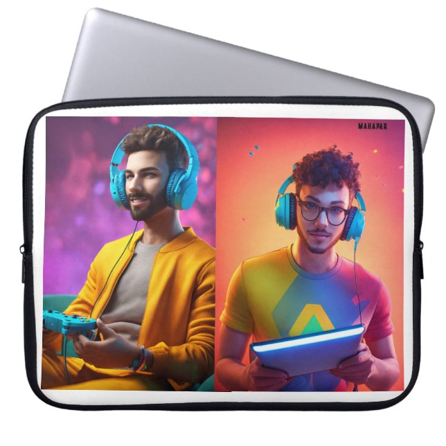 Stega upp parlor: Perky Energies och Gamer Stil Laptop Fodral (Framsidan)