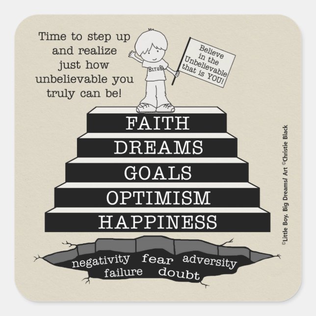 Stega uppåt fyrkantigt klistermärke (Framsida)