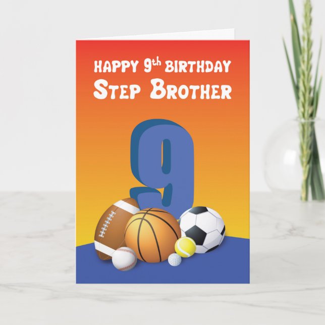 Stegbror 9-årsdag Sportskulor Kort (Framsida)
