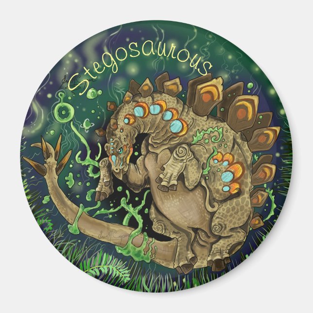 Stegosaurous Dinosaur Art Magnet (Framsidan)