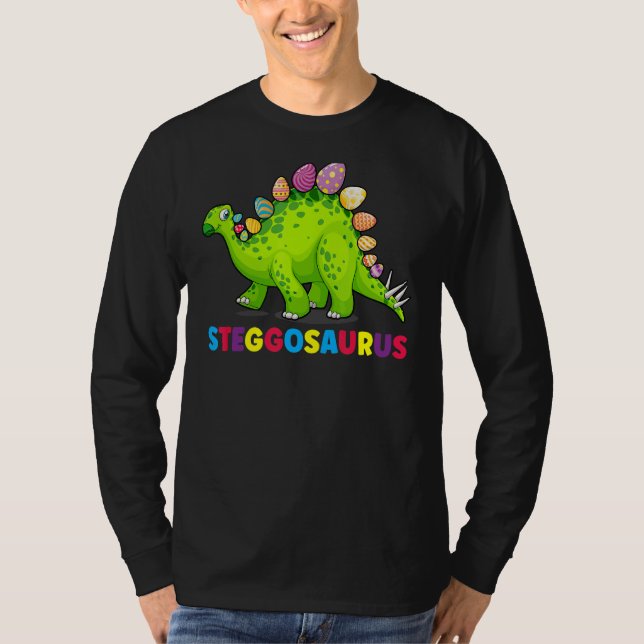 Stegosaurus Bunny Ear Egg Påsk Dinosaur Dino T Shirt (Framsida)