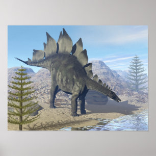 Stegosaurus dinosaur - 3D-rendering Poster