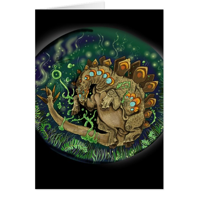 Stegosaurus Dinosaur Art Hälsningskort (Framsidan)
