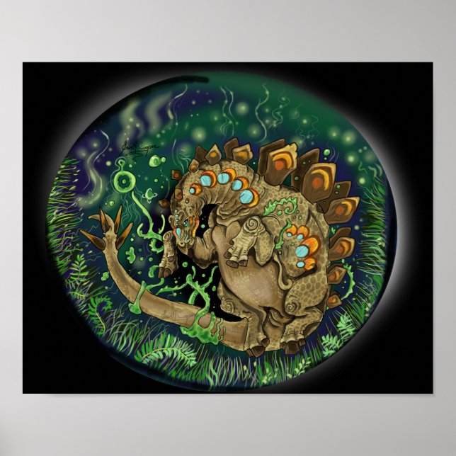 Stegosaurus Dinosaur Art Poster (Framsidan)