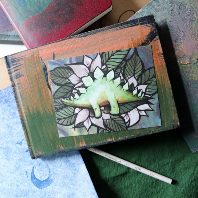 Stegosaurus Dinosaur Blomma Dinosaurier            Vykort (Skapare uppladdad)