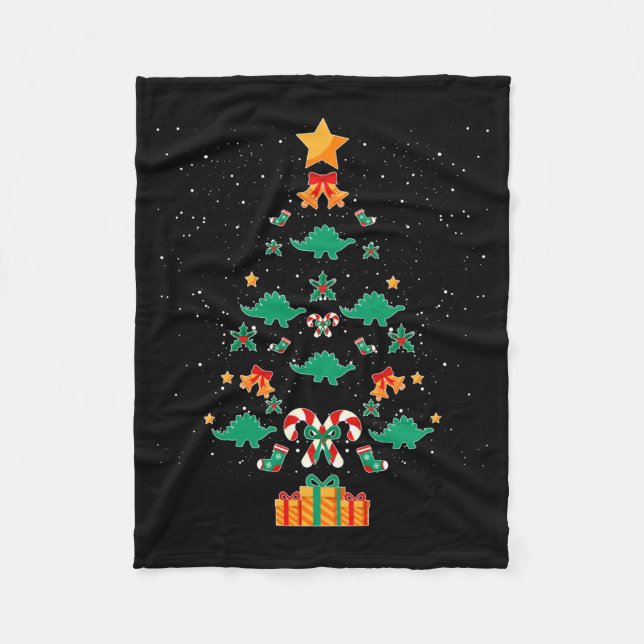Stegosaurus Dinosaur Christmas Tree Xmas Long Slee Fleecefilt (Framsidan)