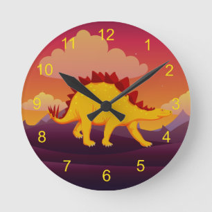 Stegosaurus Dinosaur Design Rund Klocka